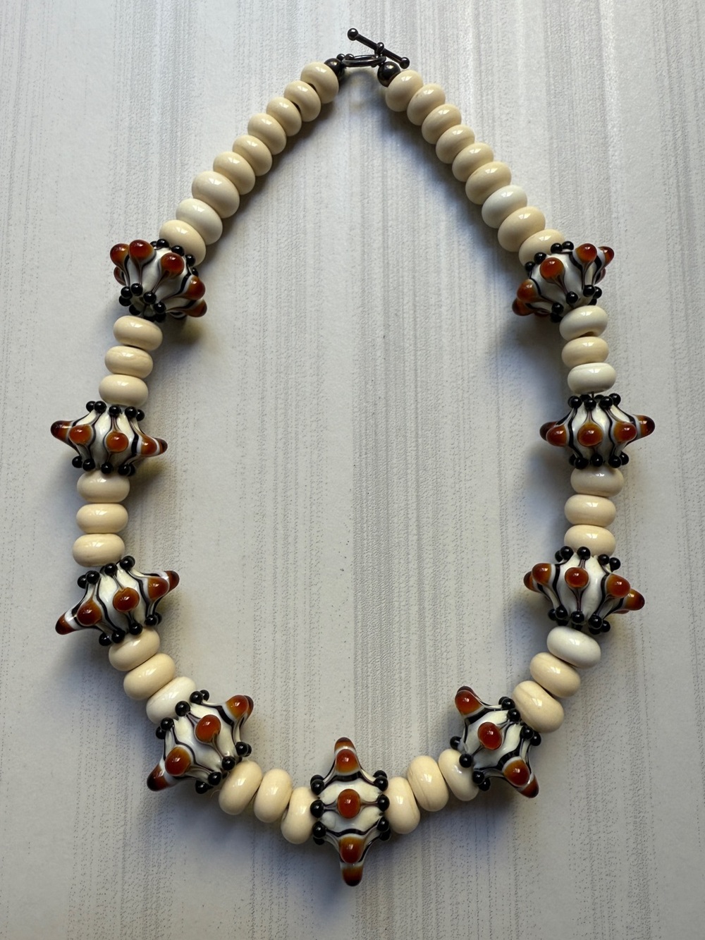 Gorgeous Handmade Murrini Glass Beaded Necklace by Nancy Pilgrim One of a Kind